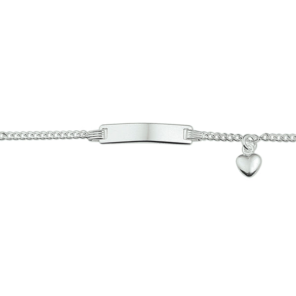 echt zilver naam plaat armbandje met hangend hartje 9 + 2 cm