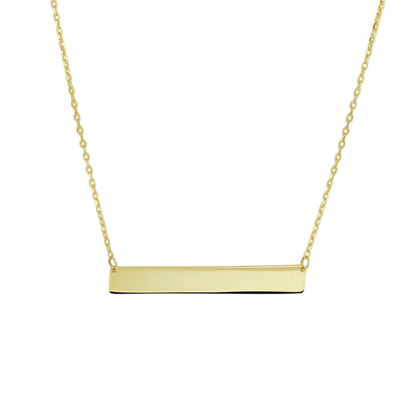 geel gouden rechthoekig plaat collier | 14 krt goud