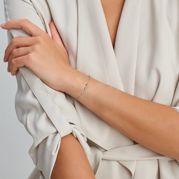 echt zilver schakel armbandje met hart en infinity teken