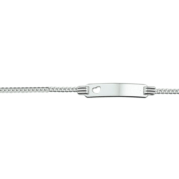 echt zilver naam plaat armbandje met hartje 13 + 2 cm