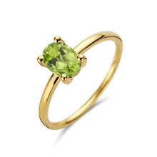 Afbeelding in Gallery-weergave laden, echt geel gouden ring met groene peridot | 14 krt geel goud
