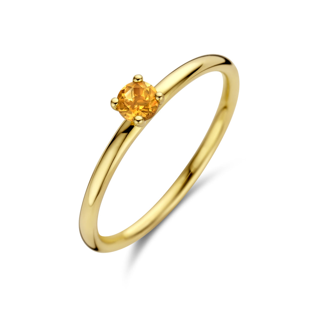 echt gouden ring met citrien | 14 krt geel goud