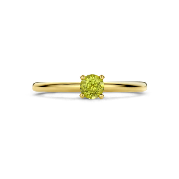 echt gouden ring met groene peridot | 14 krt geel goud