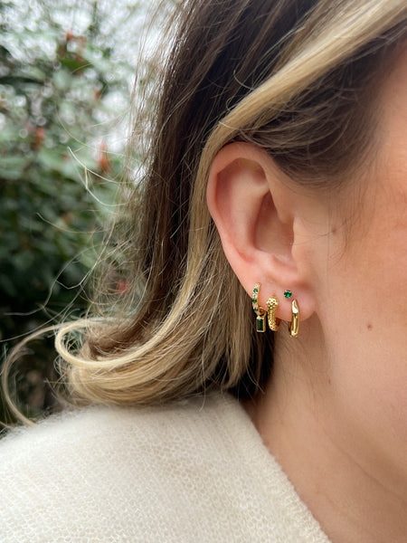 goudkleurige oorringen tijger oorringen met groene steentjes | echt zilver