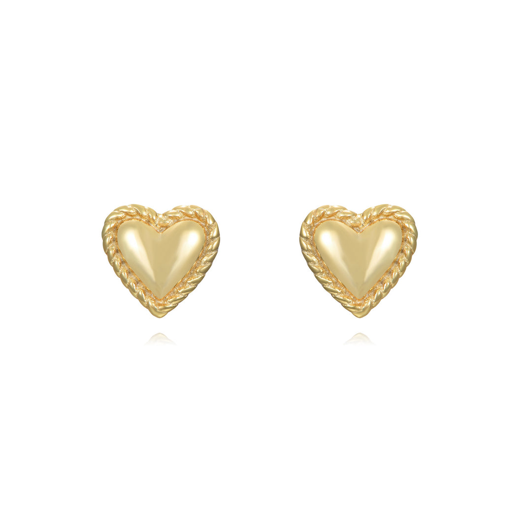 goudkleurige mini hartjes oorknopjes | echt zilver + laagje goud