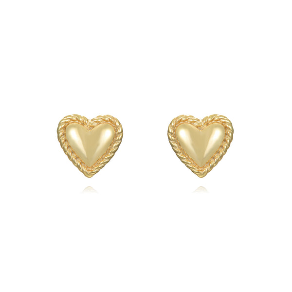 goudkleurige mini hartjes oorknopjes | echt zilver + laagje goud