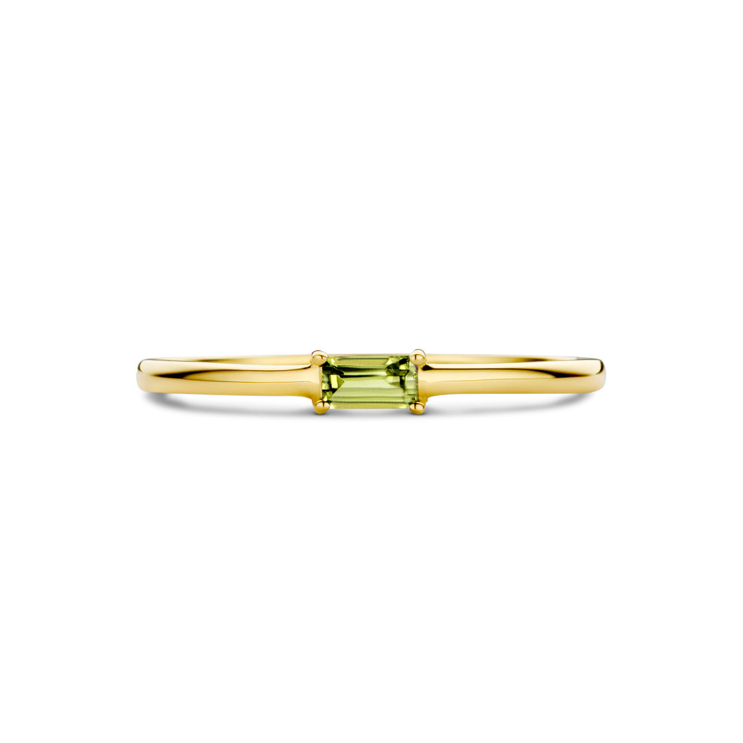 echt geel gouden ring met groene peridot | 14 krt geel goud