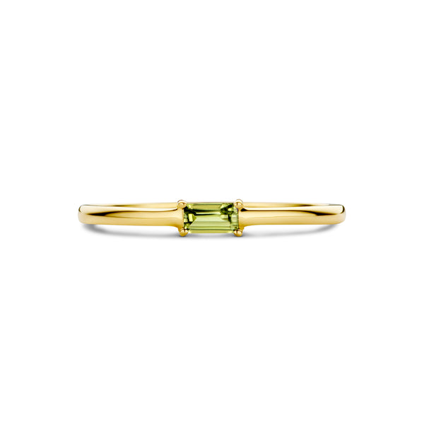 echt geel gouden ring met groene peridot | 14 krt geel goud