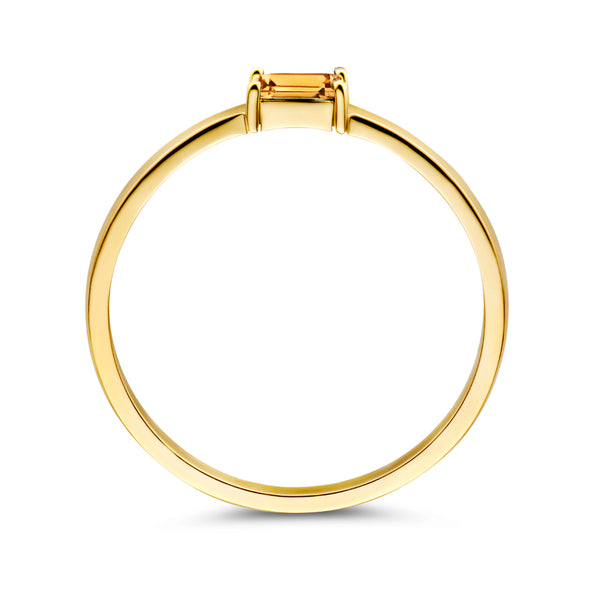 echt geel gouden ring met citrien | 14 krt geel goud