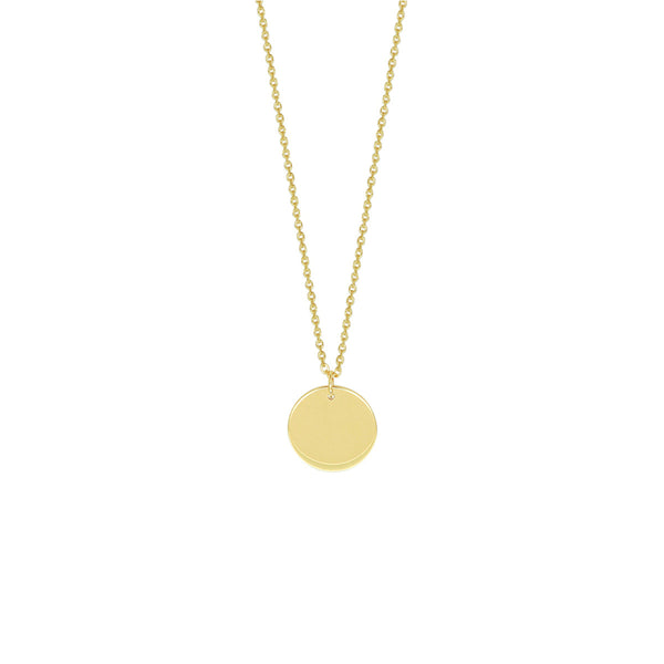 fijn echt goud collier met subtiel glad muntje | 14 karaat